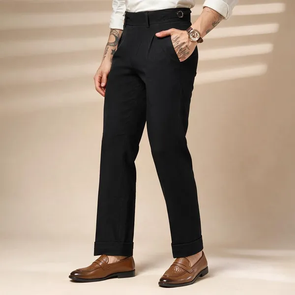 Black_Polyester_Blend_Double_Button_Gurkha_Pants_For_Men