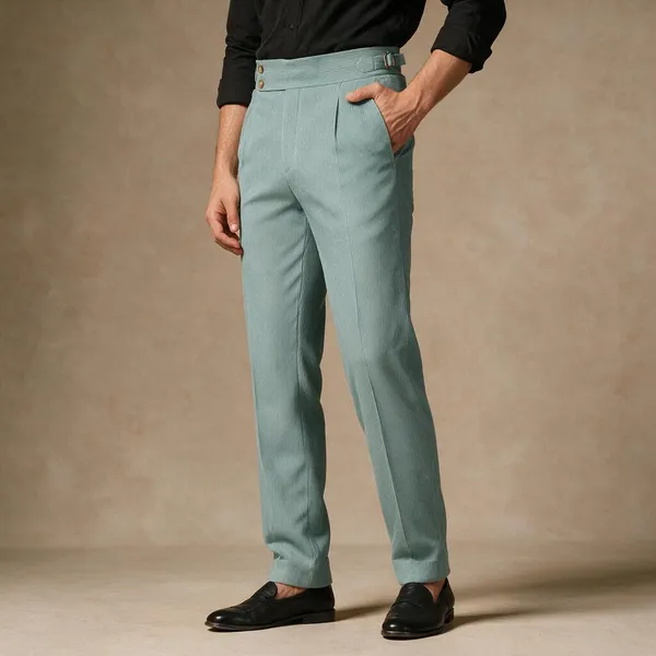 Sage_Green_Corduroy_Boot_Cut_Gurkha_Pants_For_Men