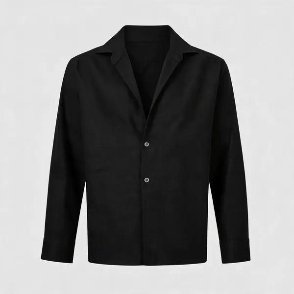 Black_Cotton_Cooper_Collar_Linen_Shirt_For_Men
