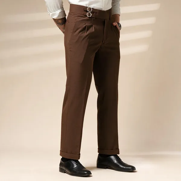 Brown_Polyester_Double_Buckle_Gurkha_Pants_For_Men
