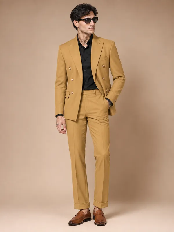 Camel_Double_Breasted_2_Piece_Suit_For_Men