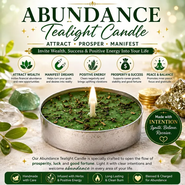 Abundance_Tea_Light_Candles_(Pack_of_24)_|_Hoodoo_&_Witchcraft_Ritual_for_Prosperity,_Wealth,_Success,_Spell_Casting,_Conjure,_Rootwork,_Manifestation,_Meditation_&_Spiritual_Practices