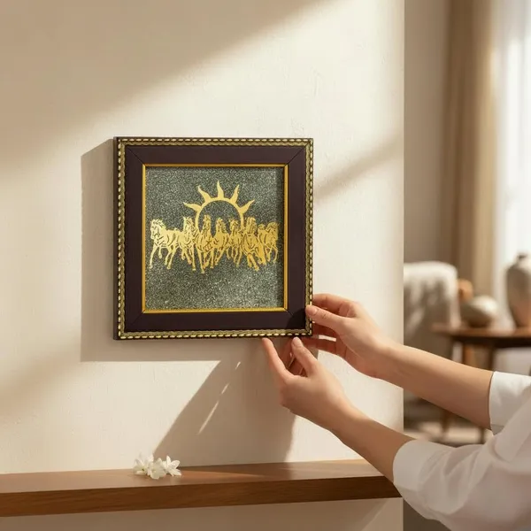 Zenvedas_7_Horses_On_Raw_Pyrite_Frame_For_Home_Office_Decor_Vastu_Positive_Energy_Wall_Frame_Luxury_Wooden_Golden_Horse_Artwork_For_Wealth_Success_Prosperity_Premium_Gift_Item
