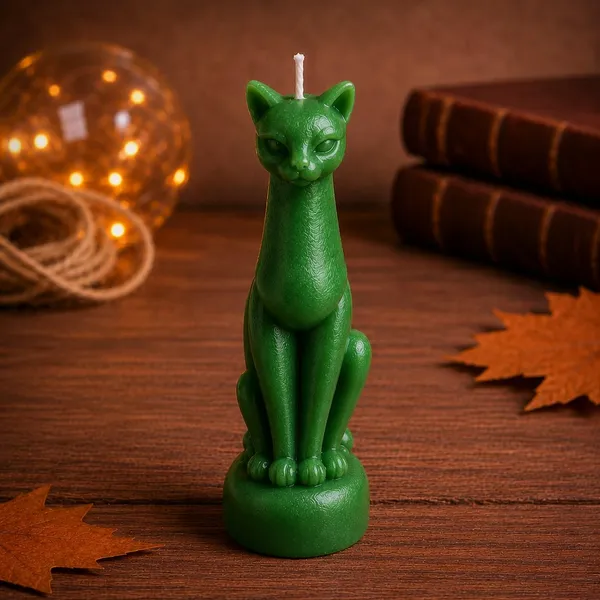 Cat_Figurine_Soy_Wax_Ritual_Candle_For_Spell_Casting_Hoodoo_Spiritual_Practices_Handmade_Candle_For_Witchcraft_Conjure_Rootwork_Candle_Magic_Meditation_Home_Decor_1_Green