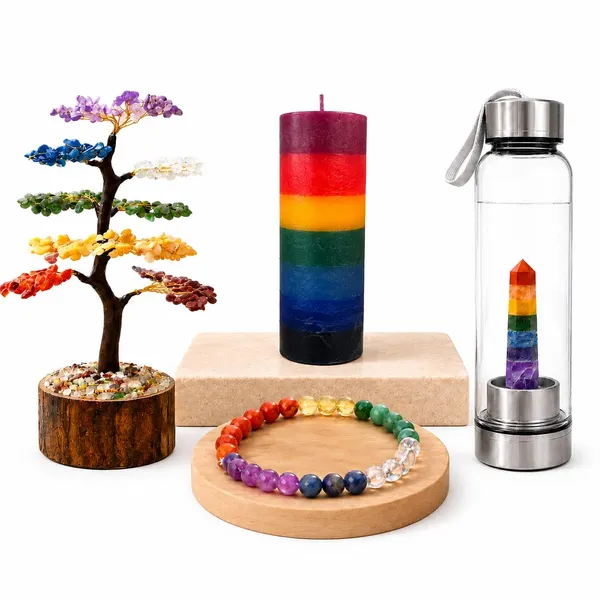 7_Chakra_Healing_Combo_Kit_Seven_Chakra_Crystal_Tree_300_Beads_Bracelet_Crystal_Water_Bottle_Soy_Wax_Candle_Set_Meditation_Reiki_Yoga_Spiritual_Healing_Positive_Energy_Gift_Set