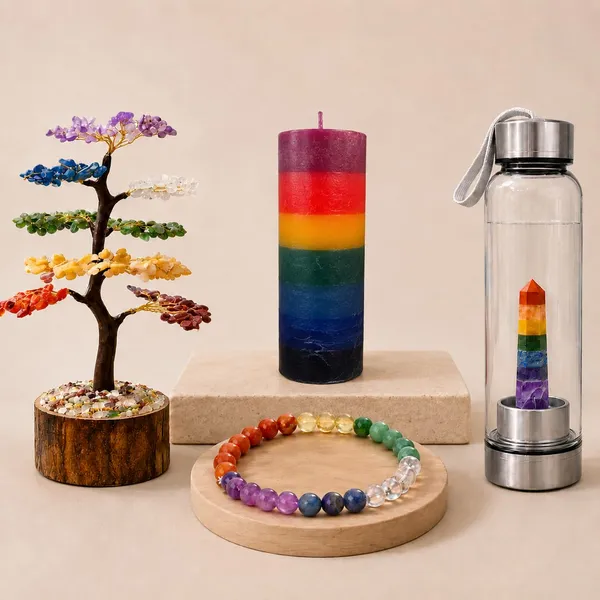 7_Chakra_Healing_Combo_Kit_Seven_Chakra_Crystal_Tree_300_Beads_Bracelet_Crystal_Water_Bottle_Soy_Wax_Candle_Set_Meditation_Reiki_Yoga_Spiritual_Healing_Positive_Energy_Gift_Set