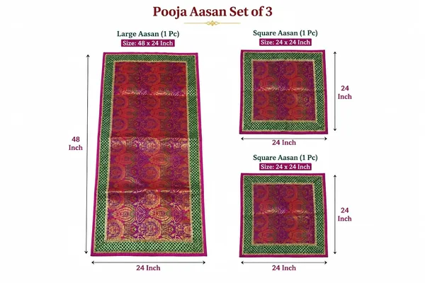 Pooja_Aasan_Set_Of_3_1_Rectangular_48_X_24_Inch_2_Square_24_X_24_Inch_Decorative_Puja_Asan_Pooja_Vastra_Chowki_Cloth_Bajot_Peetham_Mandir_For_Home_Temple_Festivals