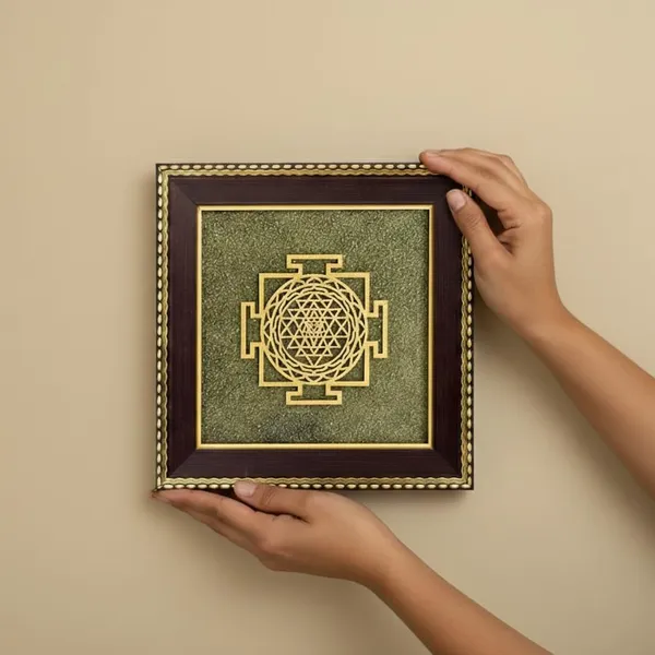 Zenvedas_Shree_Yantra_On_Raw_Pyrite_Frame_For_Home_Office_Decor_Vastu_Positive_Energy_Wall_Frame_Luxury_Wooden_Golden_Artwork_For_Wealth_Success_Prosperity_Premium_Gift_Item