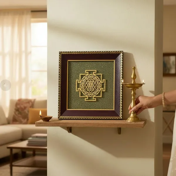 Zenvedas_Shree_Yantra_On_Raw_Pyrite_Frame_For_Home_Office_Decor_Vastu_Positive_Energy_Wall_Frame_Luxury_Wooden_Golden_Artwork_For_Wealth_Success_Prosperity_Premium_Gift_Item