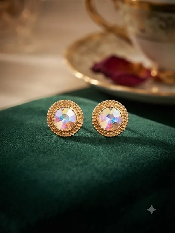 Gold_Tone_Multicolor_Stud_Earrings_For_Women