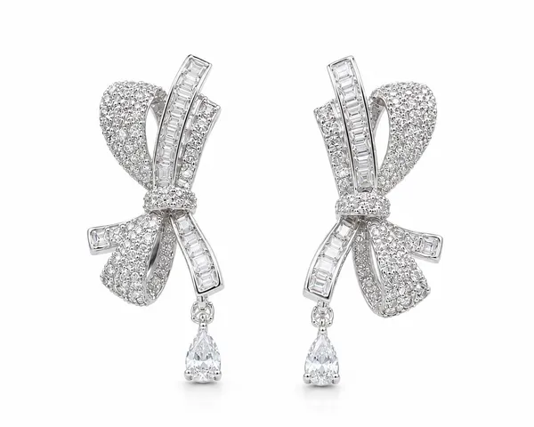 Silver_Tone_Bow_Drop_Earrings_For_Women