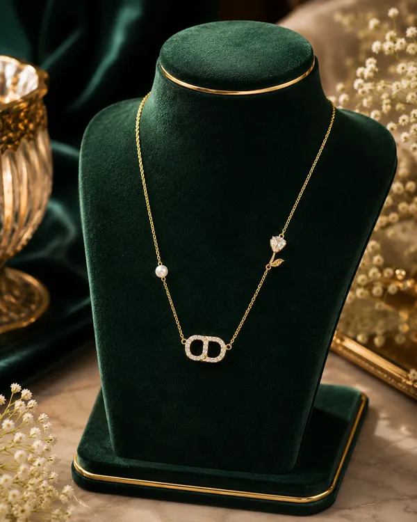 Gold_Tone_Pearl_Rose_Pendant_Necklace_For_Women