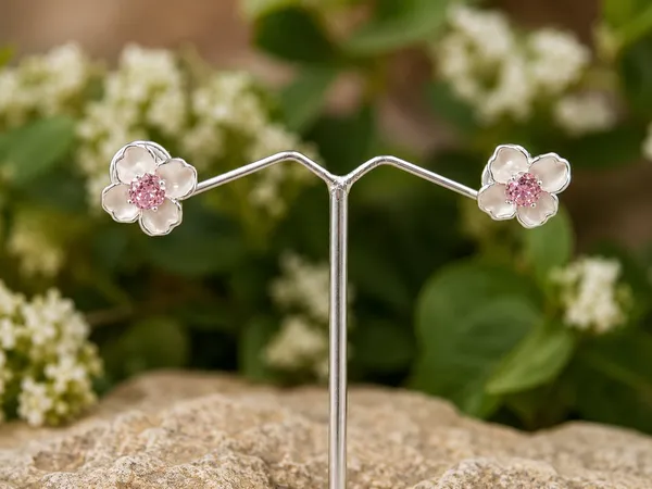 Silver_Tone_Floral_Stud_Earrings_With_Pink_Center_Stones