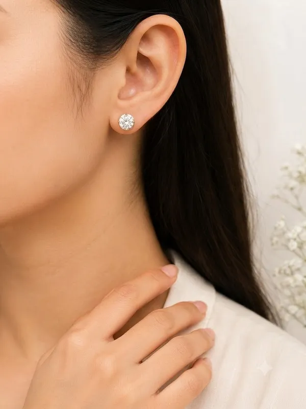 Silver_Tone_Round_Stud_Earrings_For_Women