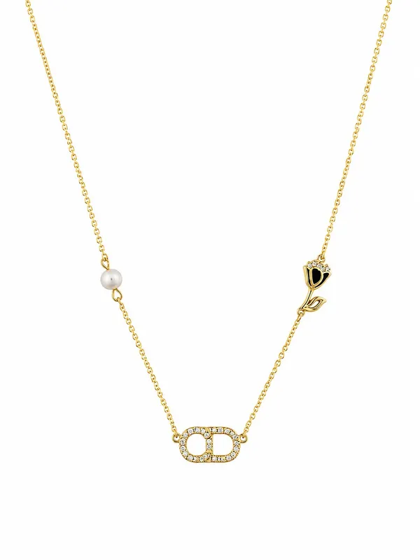 Gold_Tone_Pearl_Rose_Pendant_Necklace_For_Women