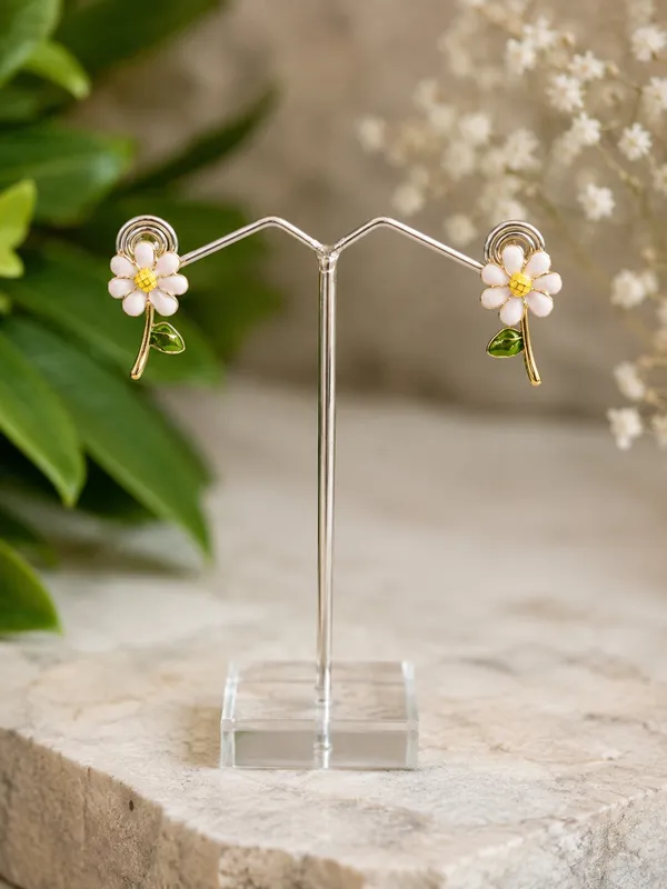 Gold_Tone_Floral_Drop_Earrings_For_Women