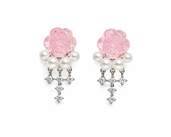 Pink_Pearl_Floral_Drop_Earrings_For_Women