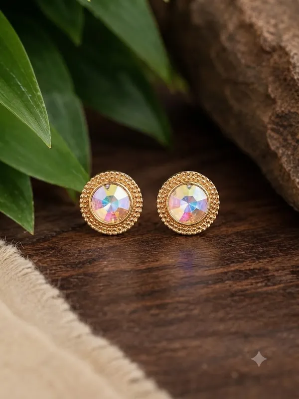 Gold_Tone_Multicolor_Stud_Earrings_For_Women