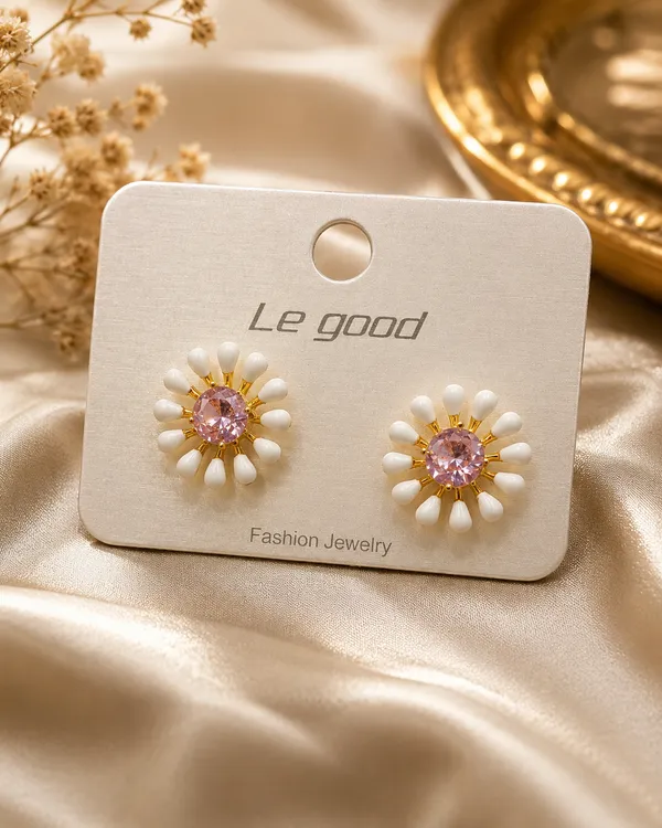 White_Floral_Stud_Earrings_For_Women