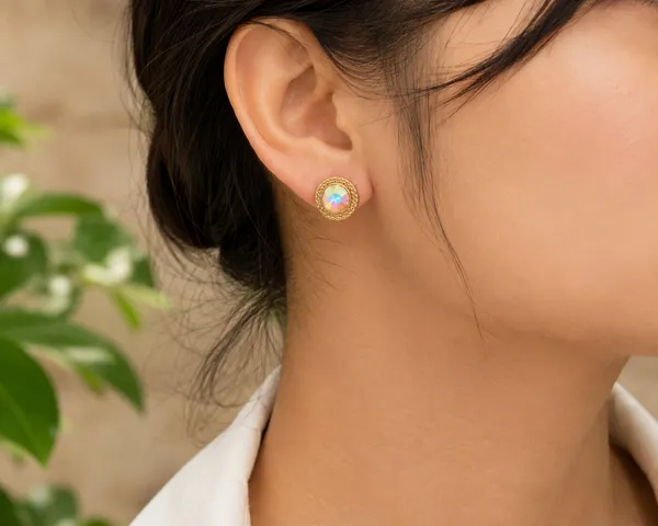 Gold_Tone_Multicolor_Stud_Earrings_For_Women