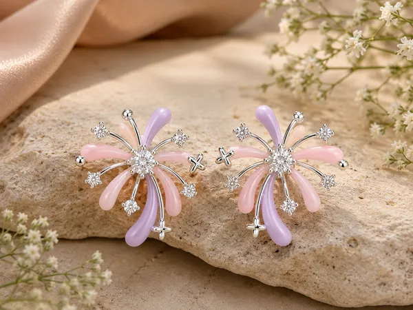 Silver_Tone_Pastel_Floral_Drop_Earrings_For_Women