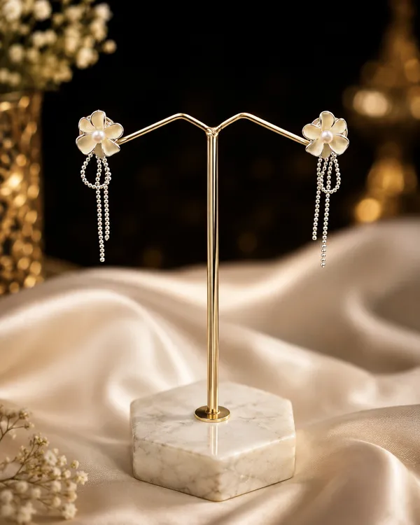 Gold_Tone_Floral_Pearl_Drop_Earrings_For_Women