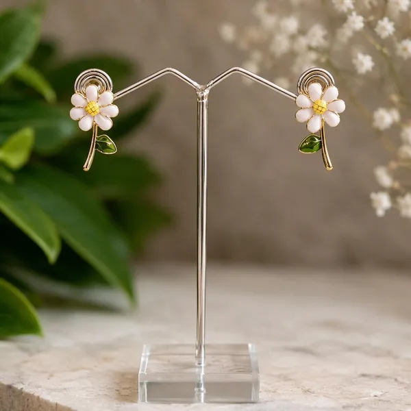 Gold_Tone_Floral_Drop_Earrings_For_Women