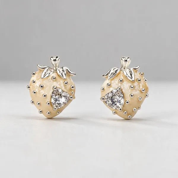 Gold_Tone_Strawberry_Stud_Earrings_For_Women