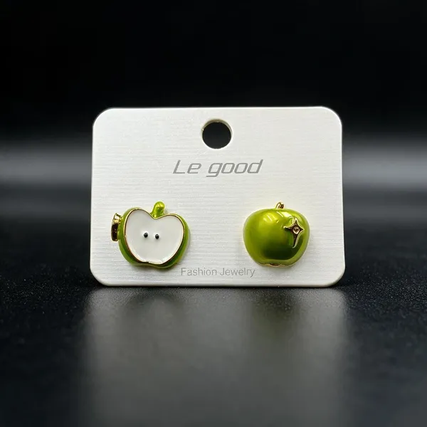Green_Metal_Apple_Stud_Earrings_For_Women