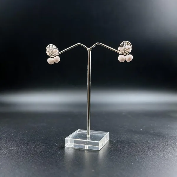 White_Cherry_Bow_Stud_Earrings_For_Women