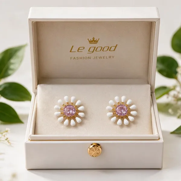 White_Floral_Stud_Earrings_For_Women