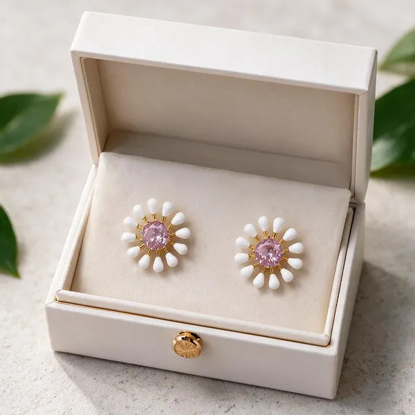 White_Floral_Stud_Earrings_For_Women