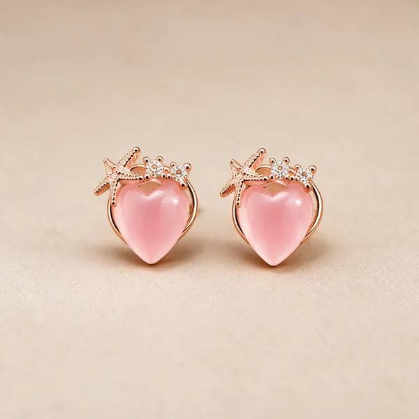 Pink_Heart_Stud_Earrings_For_Women