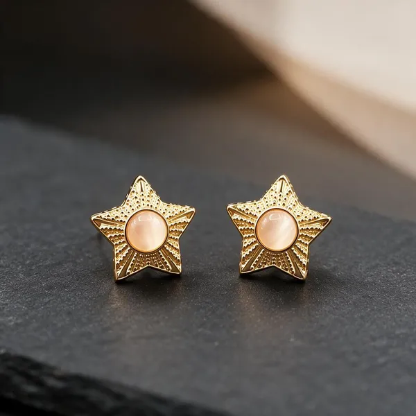 Gold_Tone_Star_Stud_Earrings_For_Women
