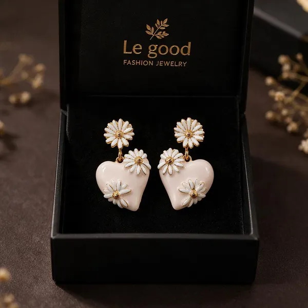 White_Enamel_Heart_Floral_Drop_Earrings_For_Women