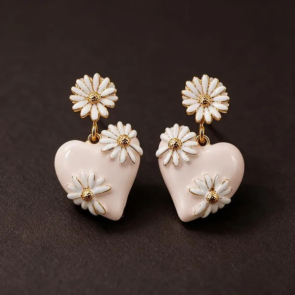 White_Enamel_Heart_Floral_Drop_Earrings_For_Women