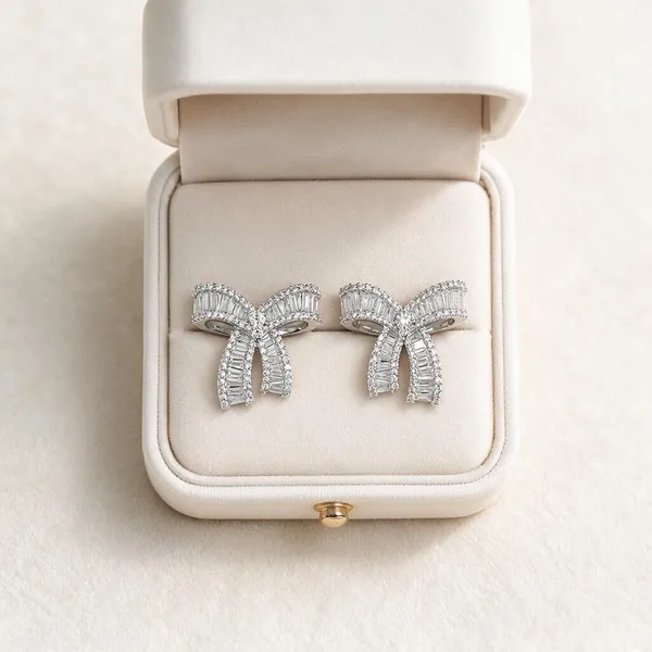 Silver_Tone_Bow_Stud_Earrings_For_Women