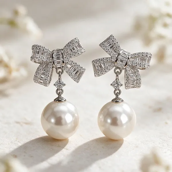 Silver_Bow_Pearl_Drop_Earrings_For_Women