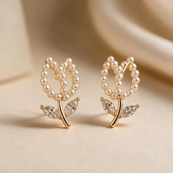Gold_Tone_Pearl_Floral_Drop_Earrings_For_Women