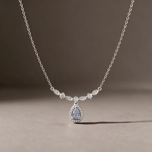 Silver_Tone_Floral_Teardrop_Pendant_Necklace_For_Women
