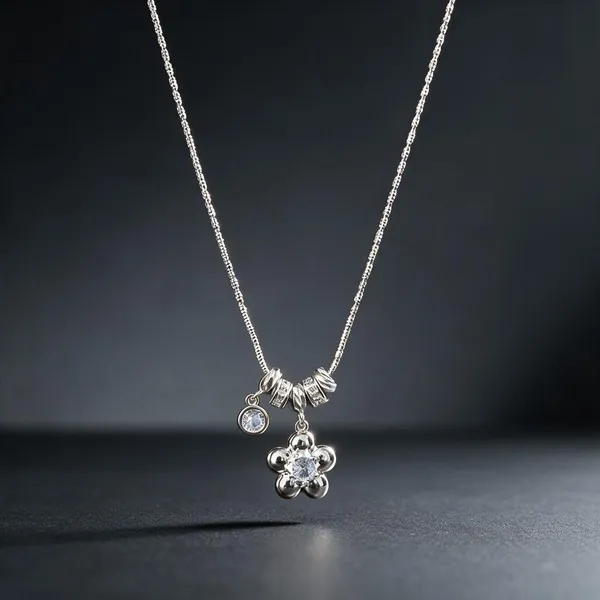 Silver_Tone_Floral_Pendant_Necklace_For_Women