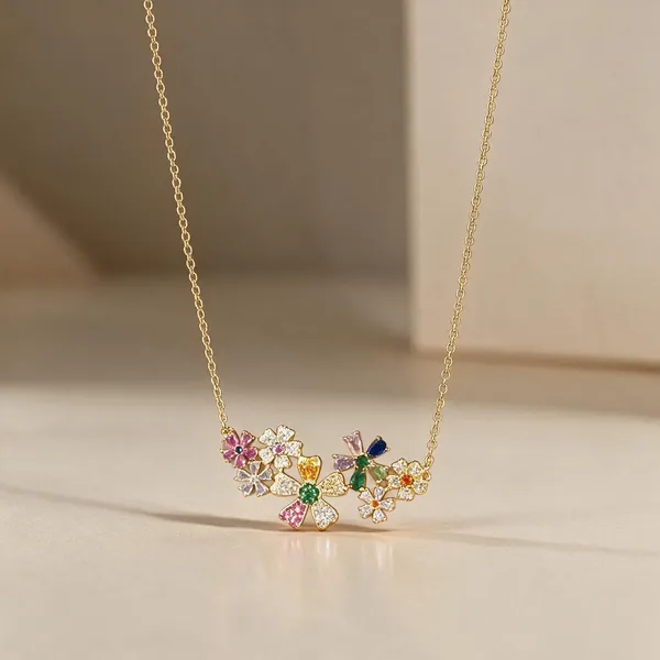Gold_Tone_Floral_Pendant_Necklace_For_Women