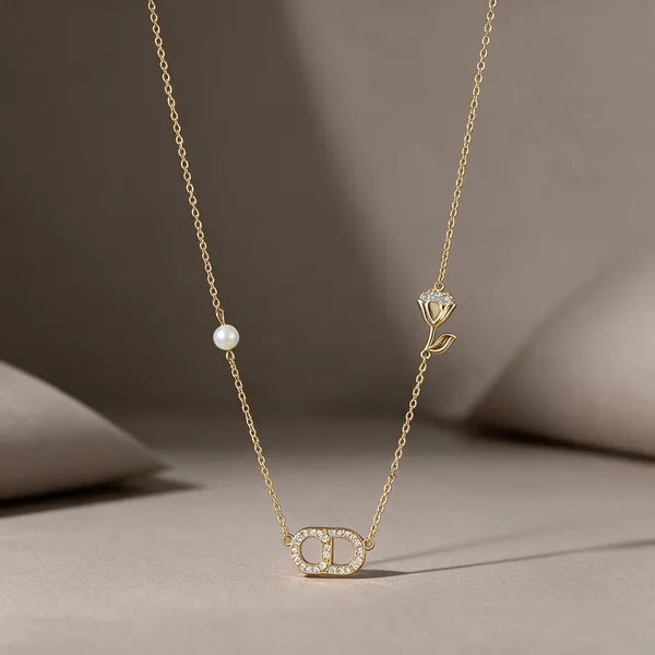 Gold_Tone_Floral_Pendant_Necklace_For_Women