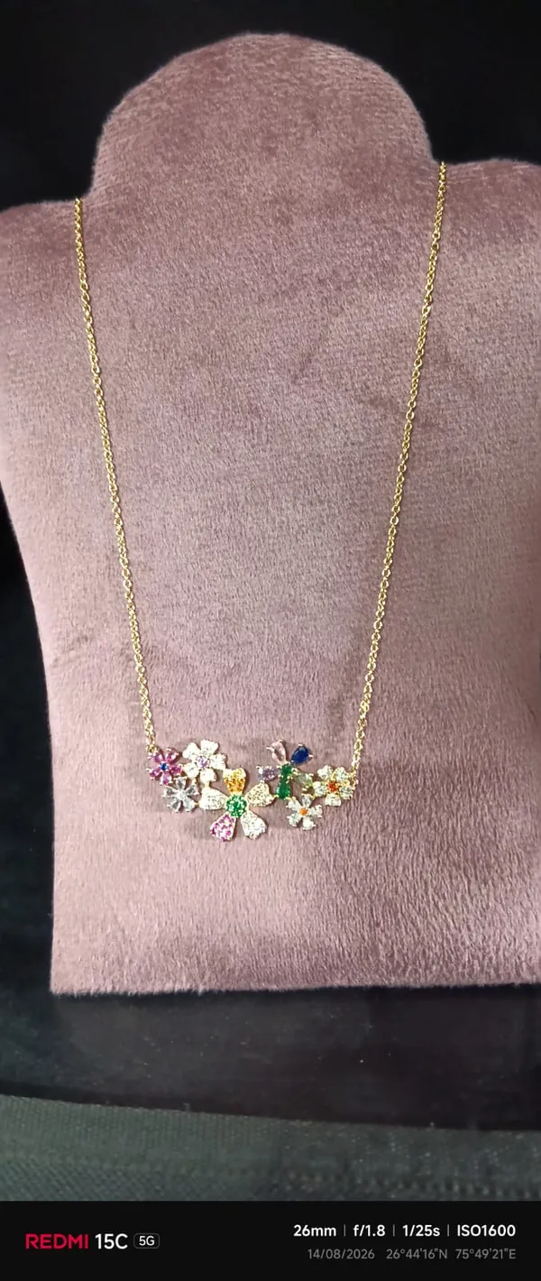 Gold_Tone_Floral_Pendant_Necklace_For_Women