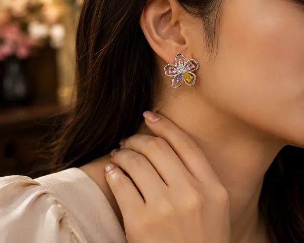 Silver_Tone_Multicolour_Floral_Stud_Earrings_For_Women