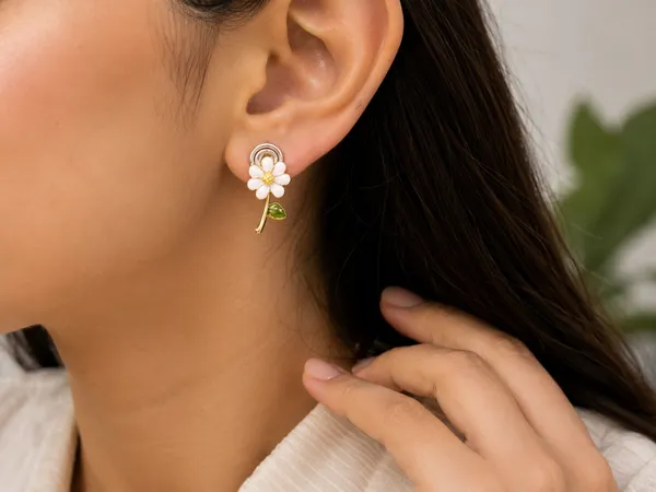 Gold_Tone_Floral_Drop_Earrings_For_Women
