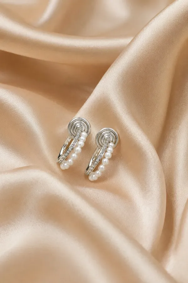 Silver_Tone_Pearl_Hoop_Earrings_For_Women