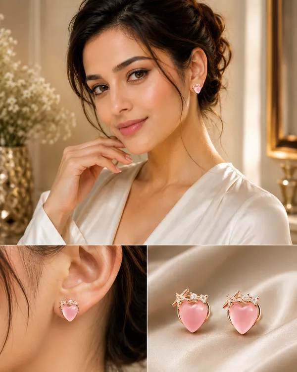 Pink_Heart_Stud_Earrings_For_Women