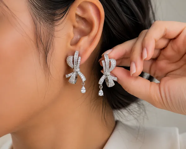 Silver_Tone_Bow_Drop_Earrings_For_Women