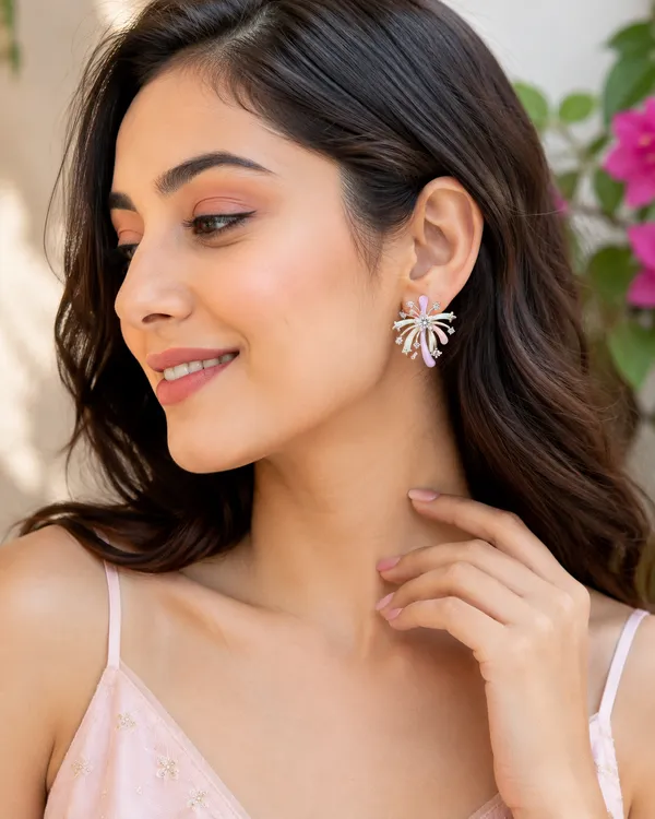 Silver_Tone_Pastel_Floral_Drop_Earrings_For_Women
